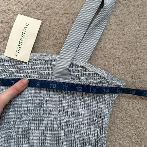 NWT Pants Store Shirred Smocked Crop Top Womens Large Summer Gingham - Picture 4 of 7